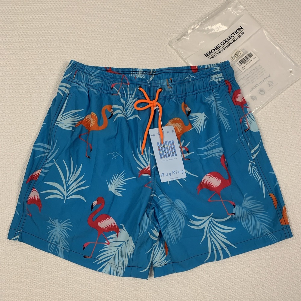 Augring Mens Flamingo Blue Swim Board Shorts Size S Lined 5.5 Inseam NWT